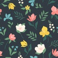 Seamless bright scandinavian floral pattern. Great for fabric, textile. Vector illustration.