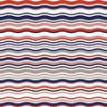 Seamless bright pattern of wavy lines in retro colors of the forties of the last century