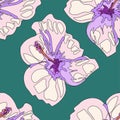 Seamless bright summer pattern with different flowers Royalty Free Stock Photo