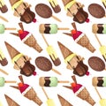 Seamless bright summer pattern with ice cream. Royalty Free Stock Photo