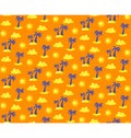 Seamless bright summer pattern with palms and suns on o Royalty Free Stock Photo