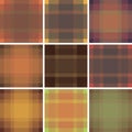 Seamless British pattern background collection. Plaid autumn palette tartan pattern set. Repeated twill texture for fashion fabric Royalty Free Stock Photo