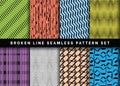 Seamless broken line pattern collection, Set of geometric broken line pattern vector on colorful background for Fabric and textile