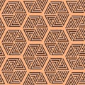 Seamless brown and beige vector graphic of equilateral triangles with a chevron design, positioned together to make an array of Royalty Free Stock Photo