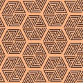 Seamless brown and beige vector graphic of equilateral triangles with a chevron design, positioned together to make an array of Royalty Free Stock Photo