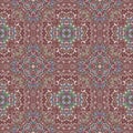 Seamless brown and blue boho ornamental design