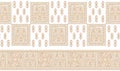 Seamless brown border on white background with traditional Asian design elements Royalty Free Stock Photo