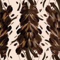 Seamless brown feather pattern.Natural background. - illustration Royalty Free Stock Photo