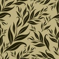 Seamless brown floral pattern with leafs