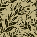 Seamless brown floral pattern with leafs Royalty Free Stock Photo