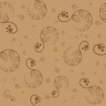 Seamless brown floral pattern. Vector