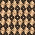 Seamless brown geometric pattern wiith gradient golden rhombuses