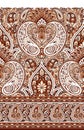 Seamless brown paisley border with traditional Asian design elements on white background Royalty Free Stock Photo