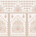 Seamless brown paisley border on white background with traditional Asian design elements Royalty Free Stock Photo