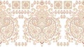Seamless brown paisley border on white background with traditional Asian design elements Royalty Free Stock Photo