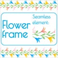 Seamless brush for a photo frame of flowers. Vector.