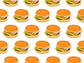 Seamless Burger pattern. Cartoon hamburger repeated pattern. Fast food print. Flat design for menu cafe, restaurant. For