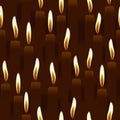 Seamless burning candle, church background