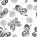 21052201 seamless butterfly and flower pattern design Royalty Free Stock Photo