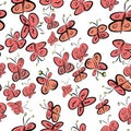 Seamless butterfly illustrations background abstract, hand drawn. Underwater, decoration, concept & cartoon. Royalty Free Stock Photo