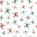 Seamless butterfly pattern. Creative bugs texture for fabric, wrapping, textile, wallpaper, apparel. Vector illustration Royalty Free Stock Photo