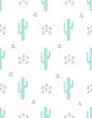 Seamless cactus pattern isolated on white background