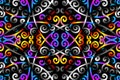 seamless caleidoscope gradient flower line art pattern of indonesian borneo traditional tenun batik ethnic dayak