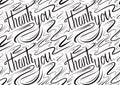 Seamless calligraphic pattern with the inscription Thank you. Lettering written by hand.