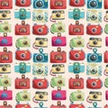 Seamless camera pattern Royalty Free Stock Photo