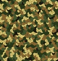 Seamless camouflage in Green and Brown khaki pattern with grid. Polygonal mosaic series for your design. Vector