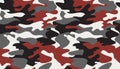 Seamless camouflage pattern background vector.Classic clothing style masking camo repeat print.Red black grey white colors texture Royalty Free Stock Photo