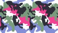 Seamless camouflage pattern background vector. Fashion clothing style masking camo repeat print. Pink black white colors texture Royalty Free Stock Photo