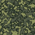 Seamless camouflage pattern with mosaic of abstract stains. Military and army camo background in green or khaki shade