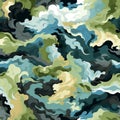 Seamless Pattern MultiCam: Developed for a broader range of environments with a mix of colors and shapes, AI generated