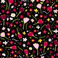 Seamless cartoon abstract flower pattern. Color floret