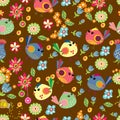 Seamless cartoon Background with color Birds