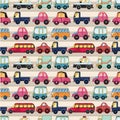 Seamless cartoon car pattern Royalty Free Stock Photo