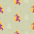 Seamless cartoon dragon and fire pattern. Royalty Free Stock Photo