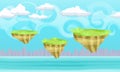 Seamless cartoon fantasy landscape with flying ground islands