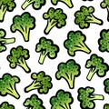 Seamless Cartoon fresh broccoli pattern Royalty Free Stock Photo