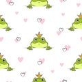 Seamless cartoon frog pattern. Vector background for kids