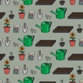 Seamless Cartoon Gardening Background