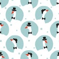 Seamless cartoon geese pattern. Vector goose polka dot background