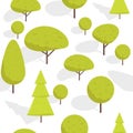 Seamless cartoon isometric trees pattern illustration Royalty Free Stock Photo