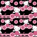 Seamless cartoon kids cat kitten pattern