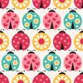 Seamless cartoon ladybug pattern