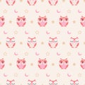 Seamless cartoon owls background pattern Royalty Free Stock Photo