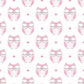 Seamless cartoon owls birds pattern Royalty Free Stock Photo