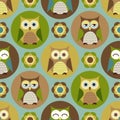 Seamless cartoon owls pattern