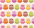 Seamless cartoon owls pattern